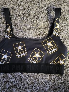 PINK Victoria's Secret Black U.S. Army Sports Bra XS